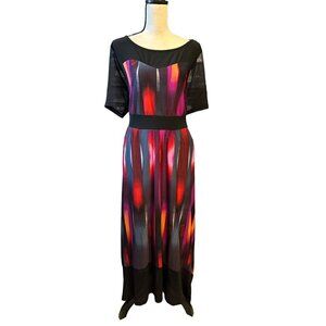 Patricia Rachel IGIG Dress Maxi Black Pink Purple Short Sleeve High Low 18/20